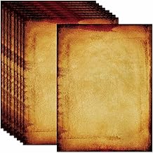 50 DUGUTUL Old Looking Vintage Design Stationery Paper, 8.5 x 11 in, Double Sided, Textured, Printer Friendly for Invitation, Letter, Resume, Award, Diploma, Art, Craft, Certificate (B)