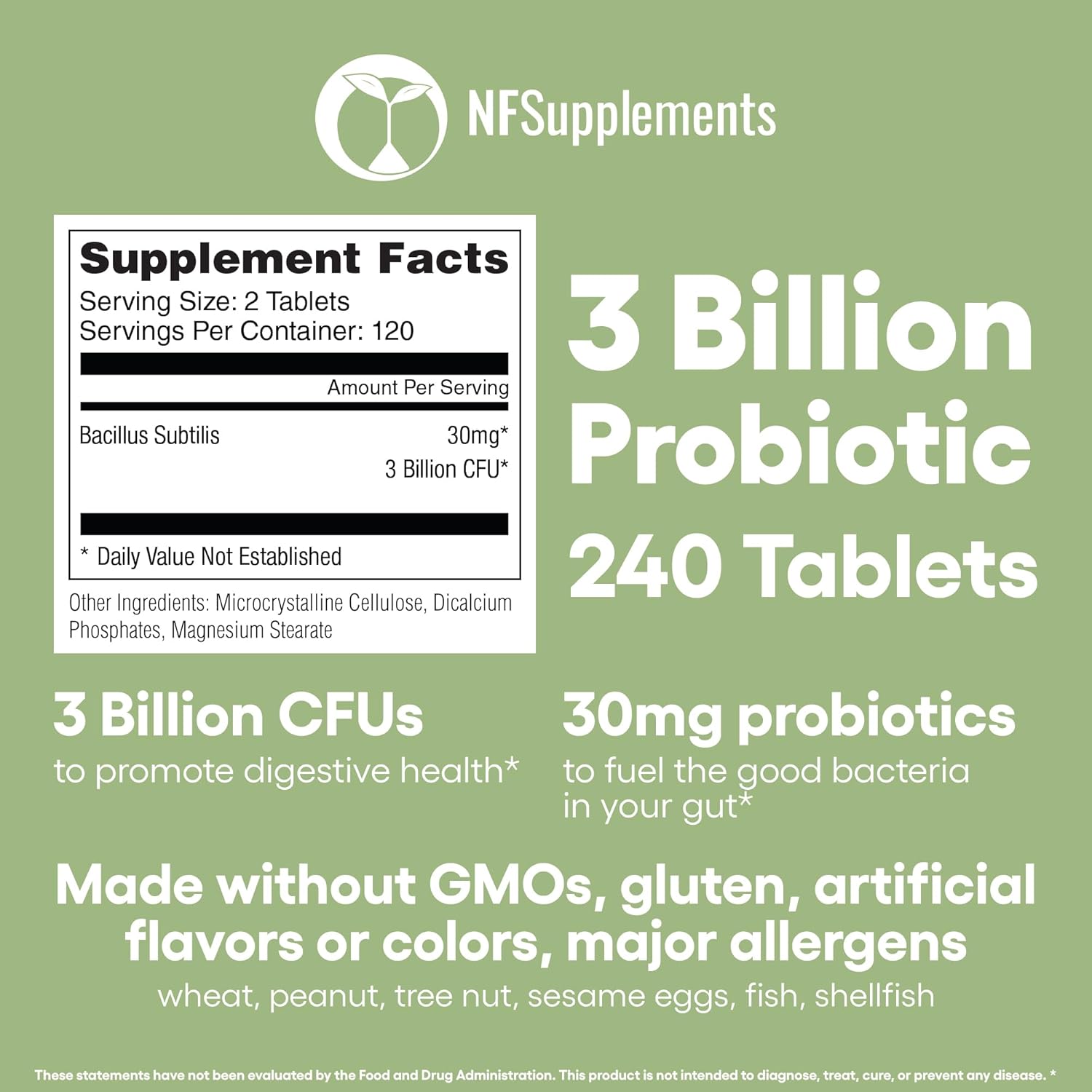 Natural Foundation Supplements Bacillus Subtilis Probiotic Supplement 240 Tablets 3 Billion CFU Probiotics for Men & Women Supports Intestinal Digestive & Gut Health (240, Bacillus Subtilis) - Image 6