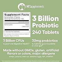 Vista 6 de Natural Foundation Supplements Bacillus Subtilis Probiotic Supplement 240 Tablets 3 Billion CFU Probiotics for Men & Women Supports Intestinal