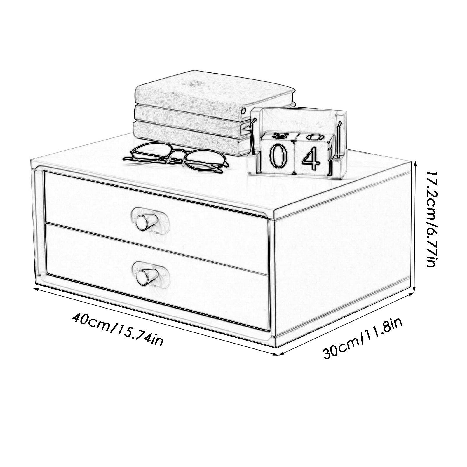 Scatola portaoggetti da scrivania in Legno con cassetti, Organizer per schedari A4 per Materiale Scolastico e per Ufficio, Bianco, 2 Strati