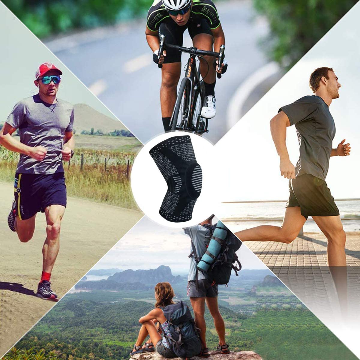 Cinlitek Knee Braces for Men and Women- Compression Knee Brace with Patella Gel Pads & Side Stabilizers - Knee Support Compression Sleeves Knee Wraps for Meniscus Tear, ACL, MCL Running