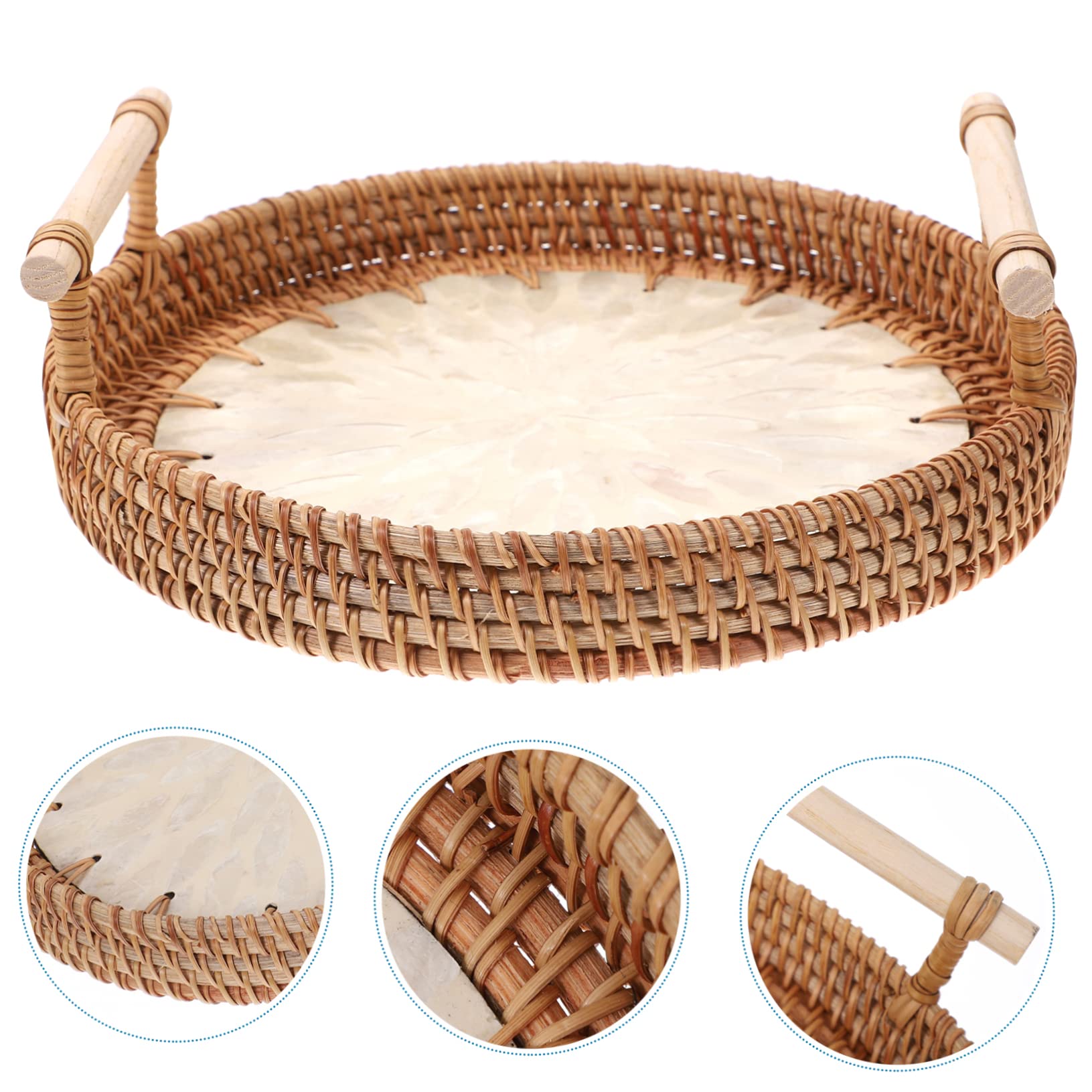 Lot de 5 plateaux de service ovales en rotin pour collations et bonbons en bambou pour fruits et décorations