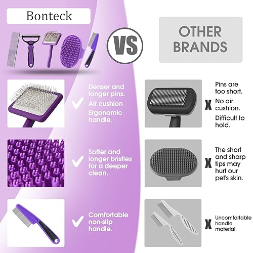 Miniatura 8 de Juego de Cepillo Alisador para Perros para Kit de Aseo 4 Piezas | Cepillo Grande para Perros Goldendoodles, Poodles, Doodles | Cepillo de Pinzas