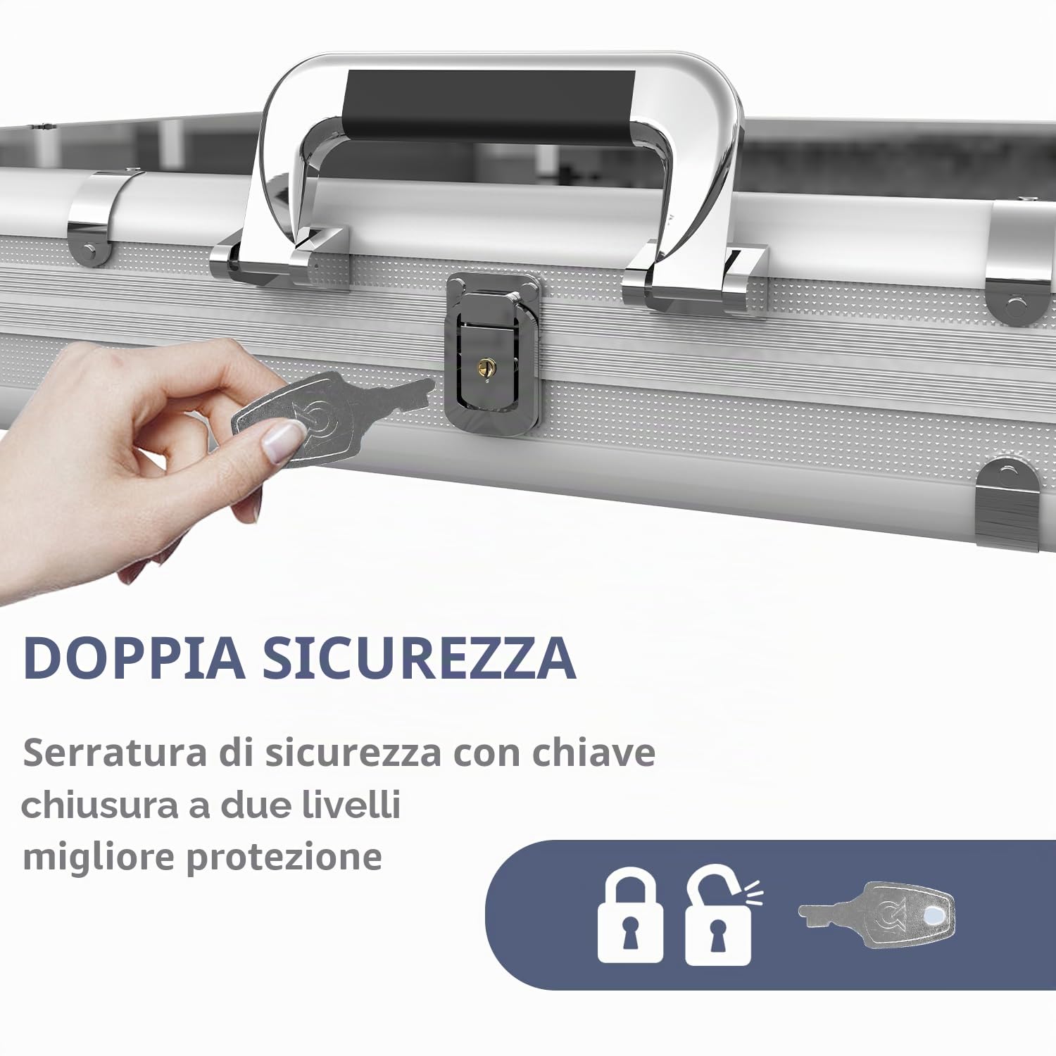 Espositore per carte di credito, grande, in alluminio, 86,4 cm di lunghezza x 55,9 cm di larghezza, con serratura, con manico, 7,6 cm di altezza, portatile, per carte sportive, TCG/collezione