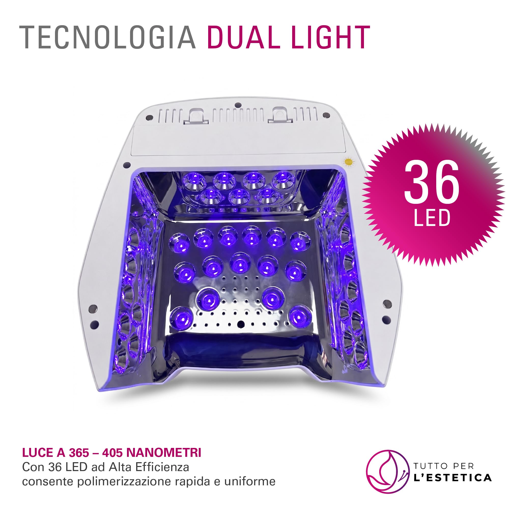 Lampada UV LED Unghie Professionali 126 Watt, Ricaricabile, con Timer | Fornetto Gel Onicotecnica, per Estetista, Nail Artist, per Manicure e Pedicure - Tecnologia Dual Light 365 - 405 nm