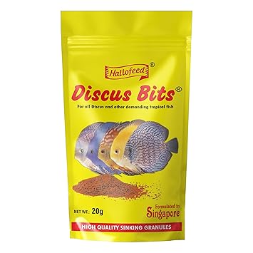 Hallofeed Discus Bits Fish food-20gm (Slow Sinking granules) Suitable for All Discus Fish, Tetra Fishes
