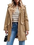 Women's Waterproof Rain Jacket Long Raincoat Hooded Windbreaker Trench Coat