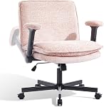 Criss Cross Chair,Soft Cross Legged Office Desk Chair,Pearl White | Adjustable & Flip-Up Armrests,Ergonomic,Lockable Wheels,Plush Fabric,Tilting,Wider Computer Chair for Home,Apartment,Bedroom