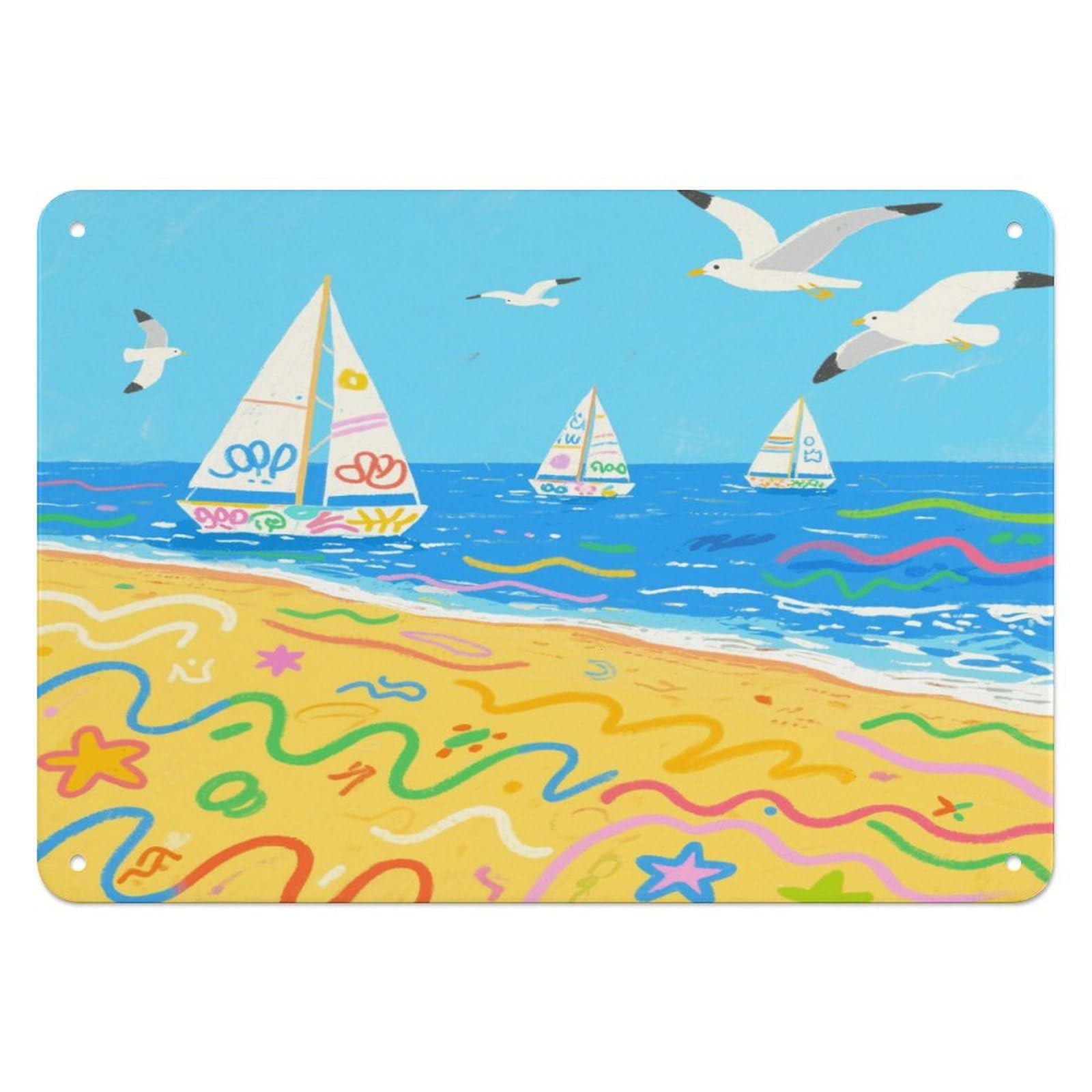 Fekiloot Style Graffiti Beach Wall Decor Iron Painting Metal Sign