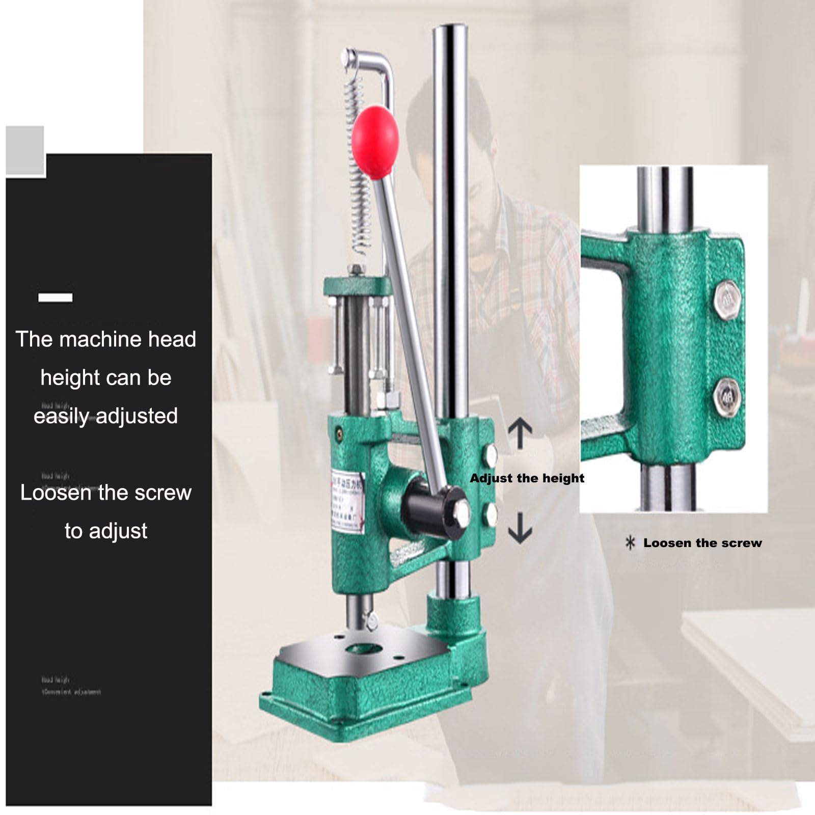Lederlochstanzer, Manuelle Pressstanze, Höhenverstellbar, Hochleistungsfedern und Rutschfester Griff, Handstanzmaschine für Kunststoffhandwerk und Lederbeschläge 320kg Bearing Capacity - Round