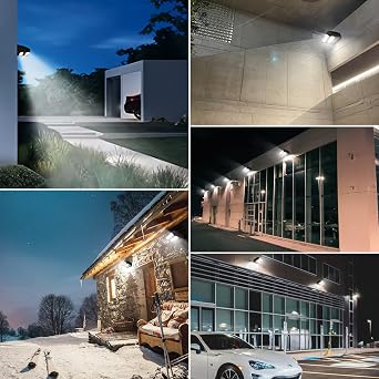 dephen 120W LED Wall Pack with Photocell, Adjustable Outdoor Flood Lights