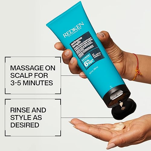 Miniatura 8 de Redken Redken Máscara de tratamiento de triple acción de longitud extrema, máscara de enjuague con biotina y niacinamida