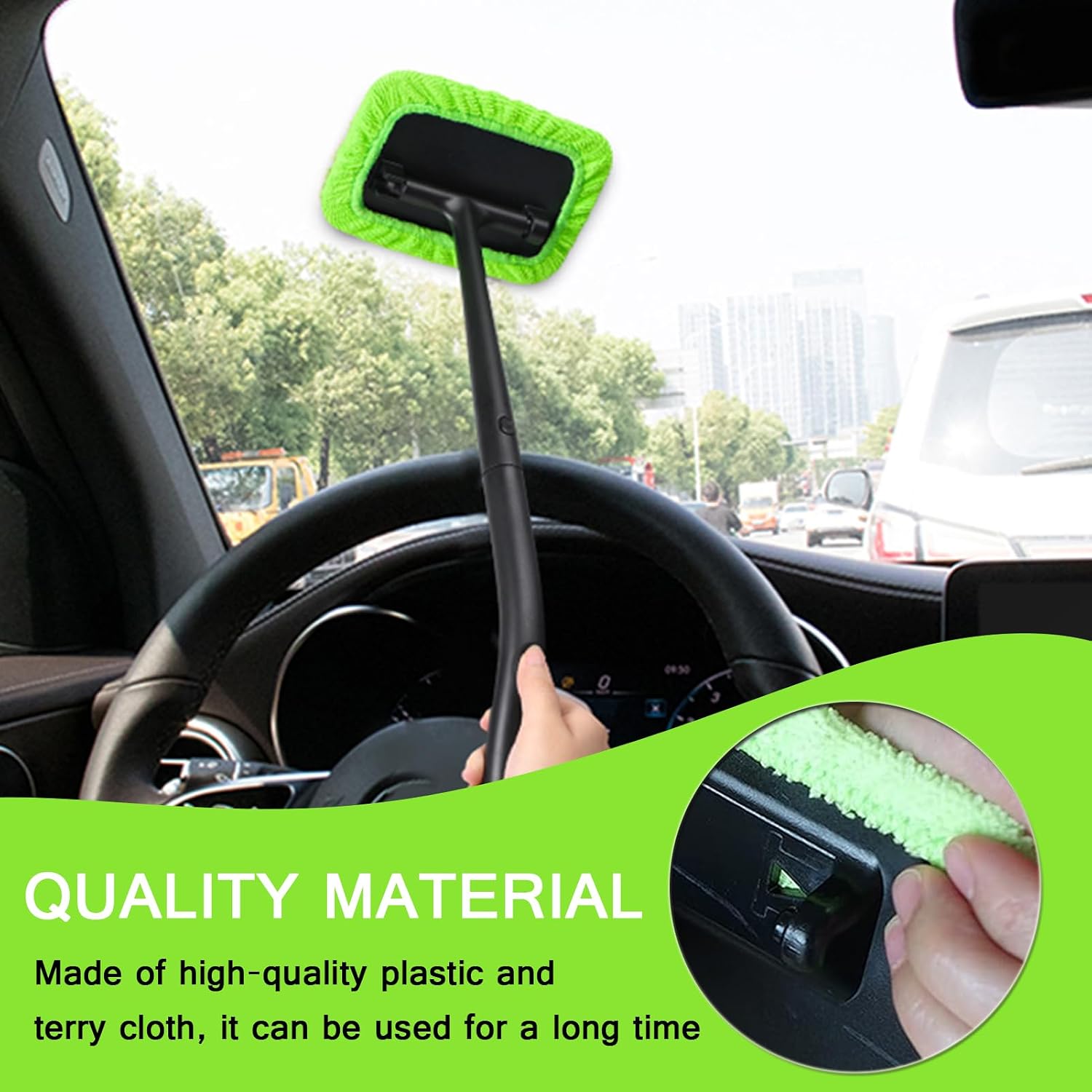 Car Window Cleaner, Detachable Windshield Cleaning Tool with Spray Bottle,4 Microfiber Cloth Cover,Use for Car Interior&Exterior Washing