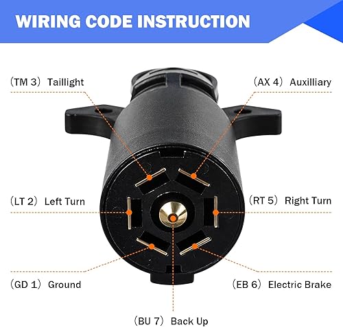 Miniatura 4 de Probador de luz de remolque, probador de enchufe de remolque de 7 pines con LED rojo, probador de enchufe de remolque de 7 vías para diagnosticar y