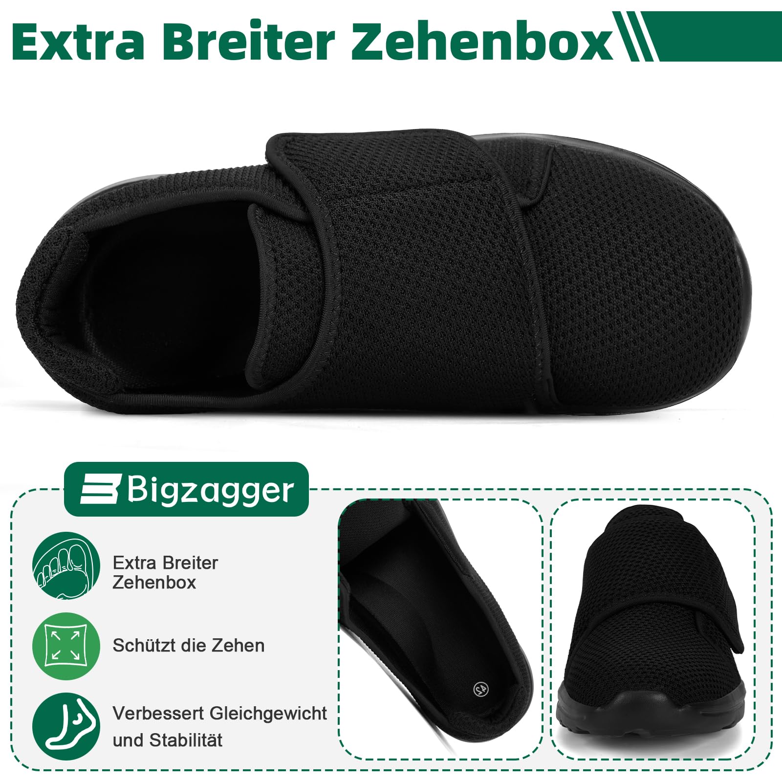 Scarpe per diabetici, da uomo, da donna, extra large, con chiusura in , ultraleggere, ortopediche, con suola in memory foam, traspiranti, per piedi gonfi