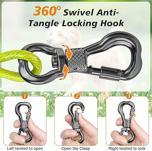 Miniatura 4 de Tresbro Cable de amarre resistente para perros cadenas de perro de 30 pies de largo para exteriores correas reflectantes para perros para patio con