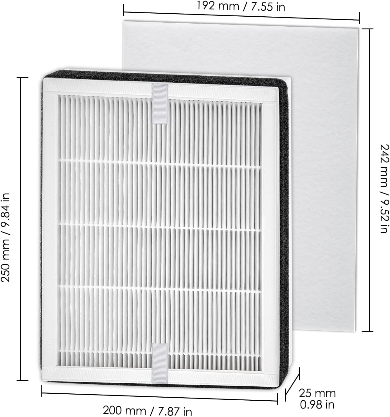 2 Pack KJ102 Replacement Filters for Mooka KJ102 Air Purifier, H13 True HEPA Filter, 3-in-1 Activated Carbon Filter, with 2 Pieces Washable Pre-Filters - Image 9