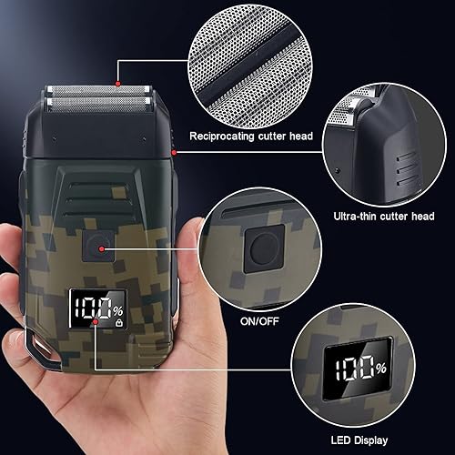 Miniatura 6 de CHIN Maquinilla de afeitar eléctrica para hombres, afeitadoras de cabeza de aluminio para hombres calvos, recortadora de barba para hombres, máquina