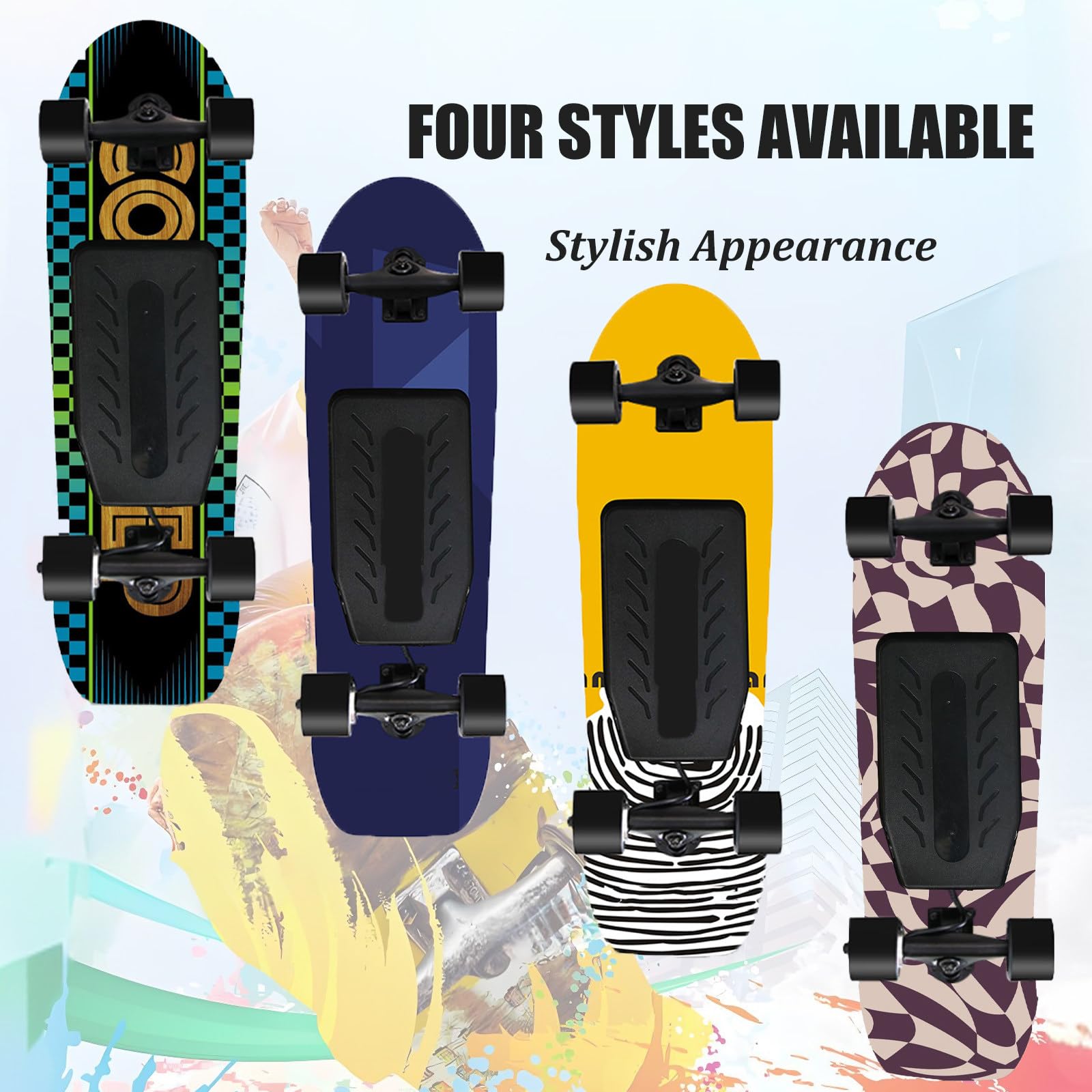 Longboard Portable pour Débutants, Skateboard électrique Professionnel avec Télécommande et Régulateur de Vitesse, Autonomie de 26 km, Charge Rapide de 90 Min C-Dualdrive