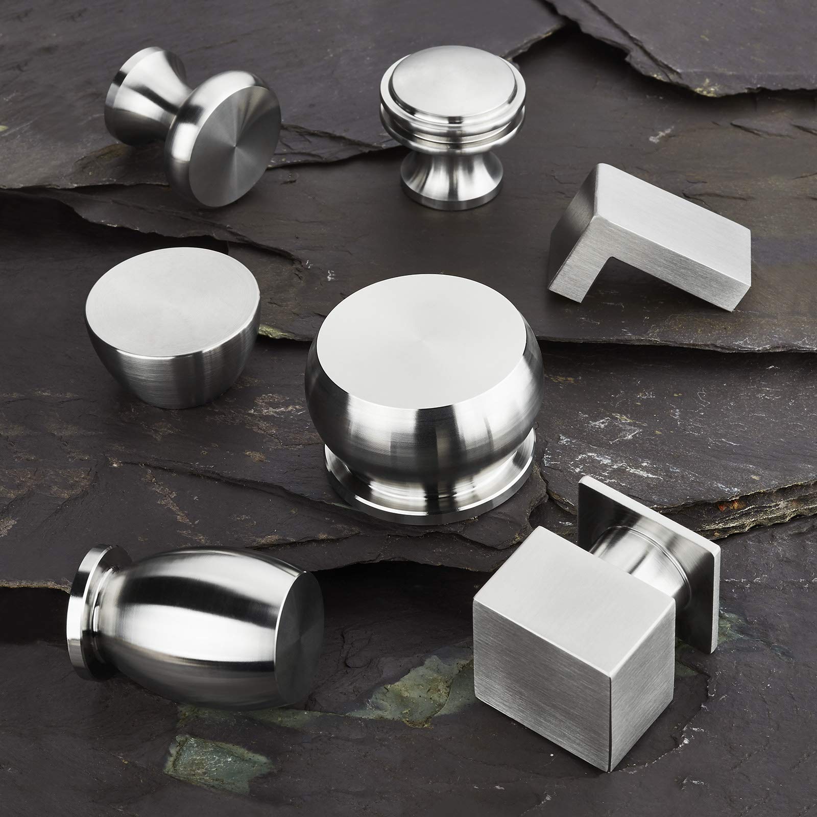 SOTECH 10x Möbelknöpfe NORTHAMPTON Länge 40mm Höhe 40mm Edelstahl gebürstet