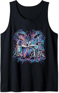 Drum Set Drummer Gifts Paint Splash Mens Graphic Drummers 4 Tank Top