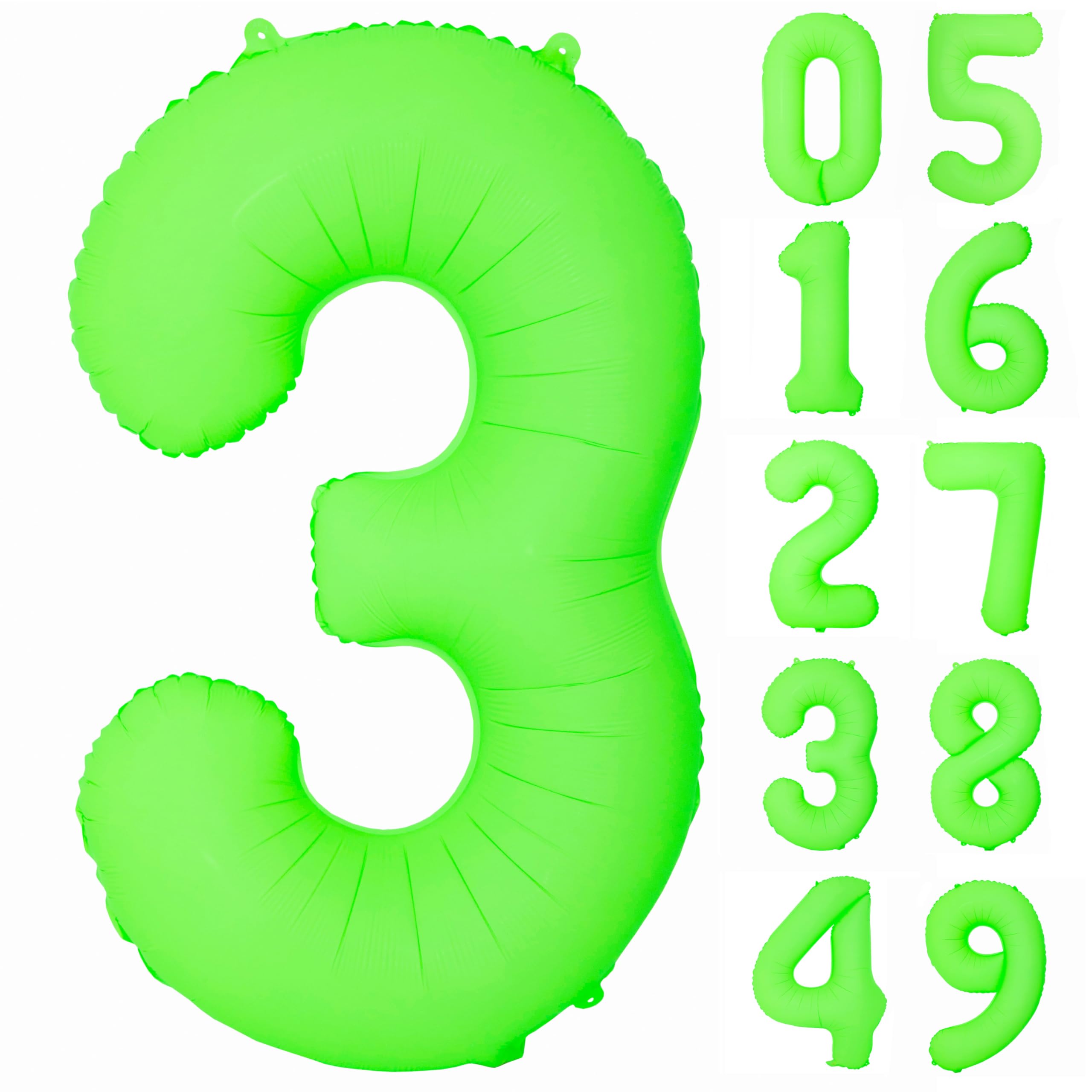 40 IN Green Birthday Number 3 Balloons Fluorescent Green Balloon Helium Foil Balloons For 3nd Boys Girls Birthday Wedding Baby Shower Fluorescent