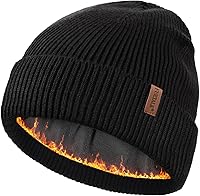 FURTALK Fleece Lined Beanie for Men & Women: Windproof Warm Winter Hat, Cuffed Skull Cap for Skiing & Outdoor Adventures