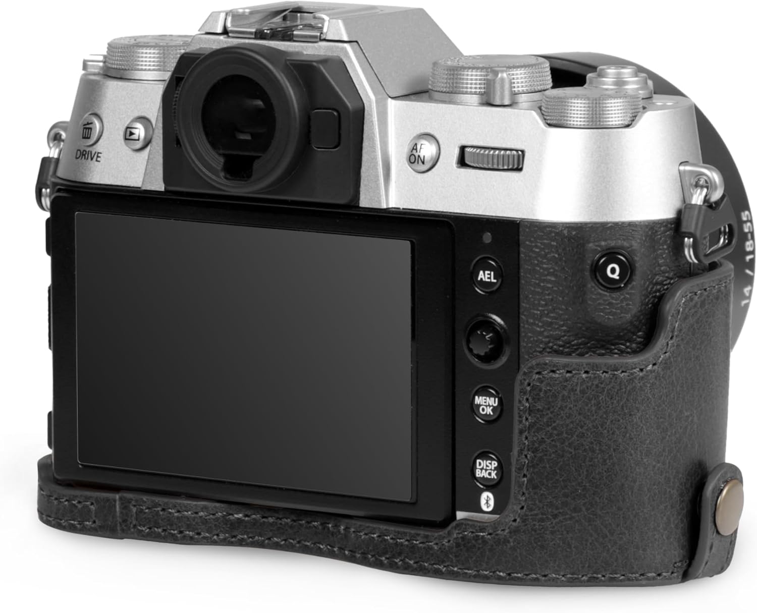 MegaGear Genuine Leather Camera Case for Fujifilm X-T50 (16-50mm & 18-55mm)- Stylish and Protective - Black