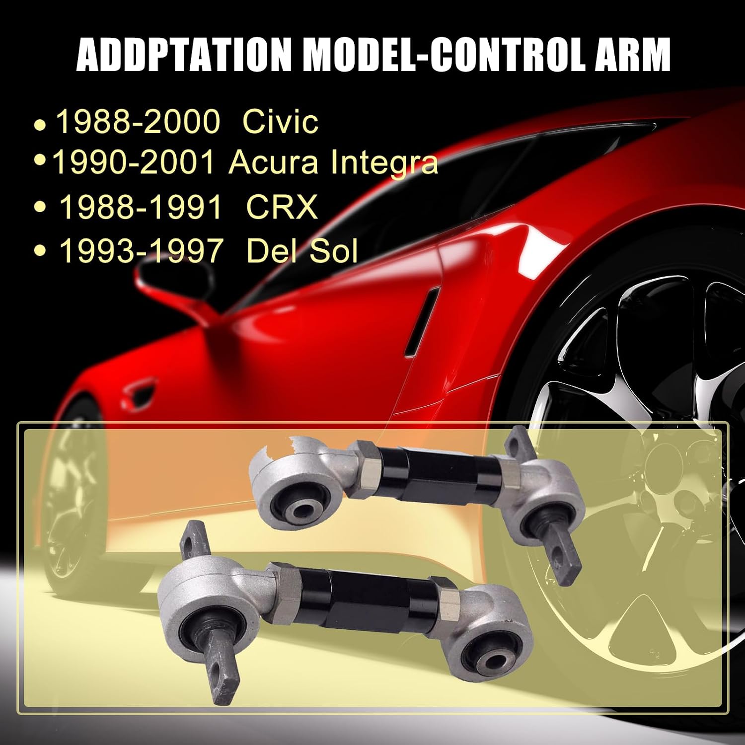 Adjustable Rear Racing Suspension Camber Kit Control Arm Rear Camber Arms Kit Compatible with Civic Del Sol 1988-1991 Crx Acura Integra