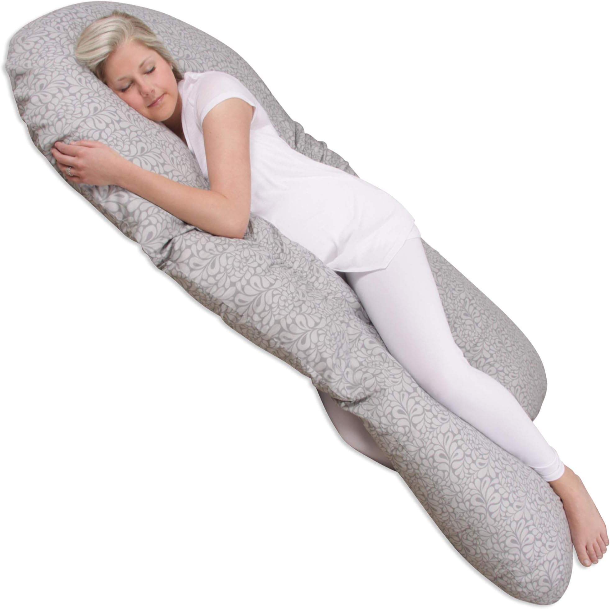 LeachcoBack 'N Belly® Bunchie Contoured Pregnancy/Maternity Body Pillow with a Zippered Removable Cover, Splash Gray
