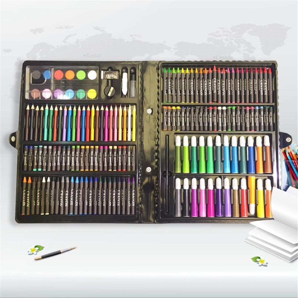 Ixora 208 Pcs Art Drawing Crayon Color Set For Kids Case Studio Art And Craft Supplies Drawing And Painting Set Great Gift 1
