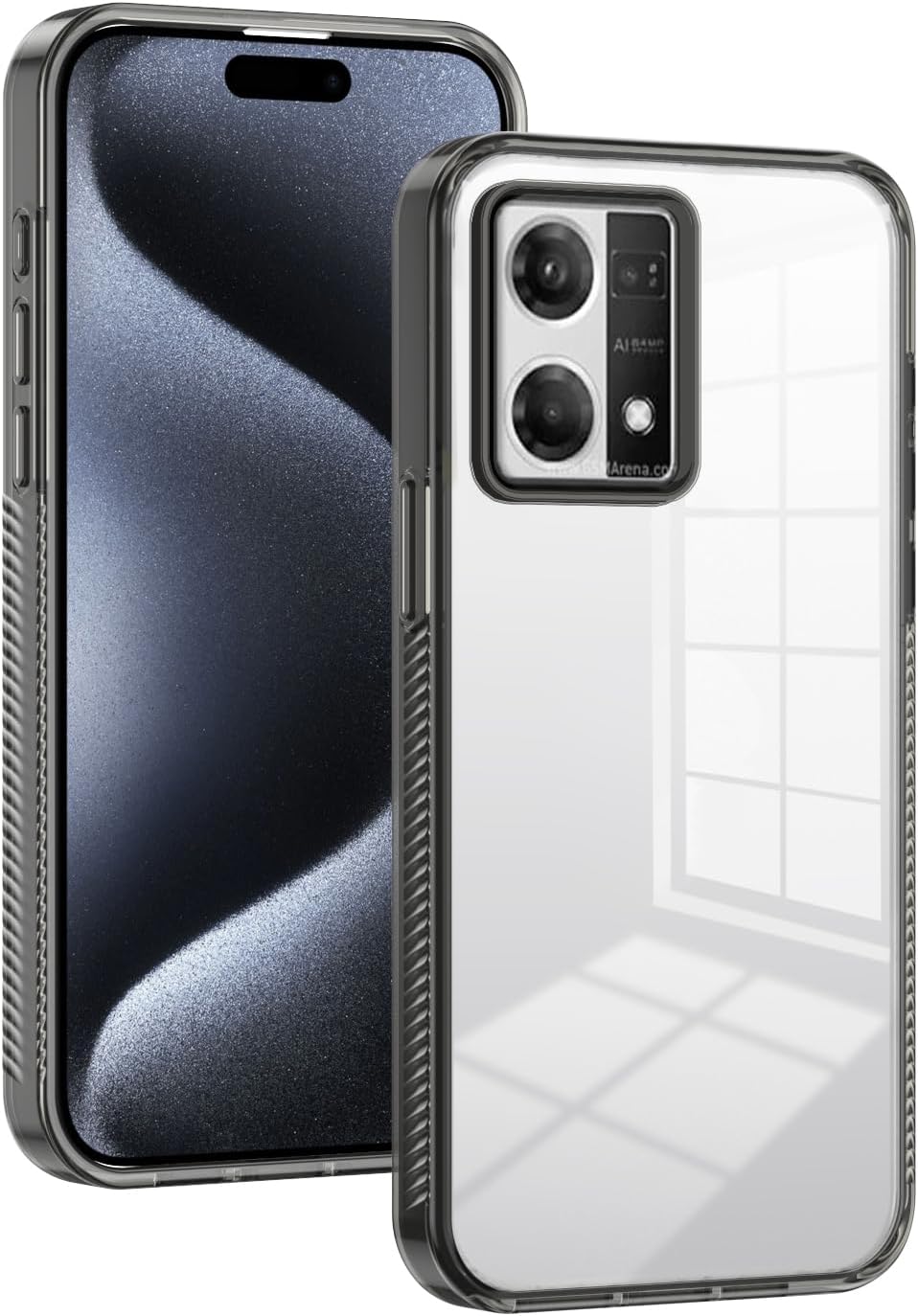 Compatible with Oppo F21 Pro 4G Case Cover,Compatible with Oppo Reno7 4G CPH2363 / F21 Pro 4G CPH2363 CPH2461 Transparent Hard Acrylic pc Hard Back Plate Shockproof Protective Case Black