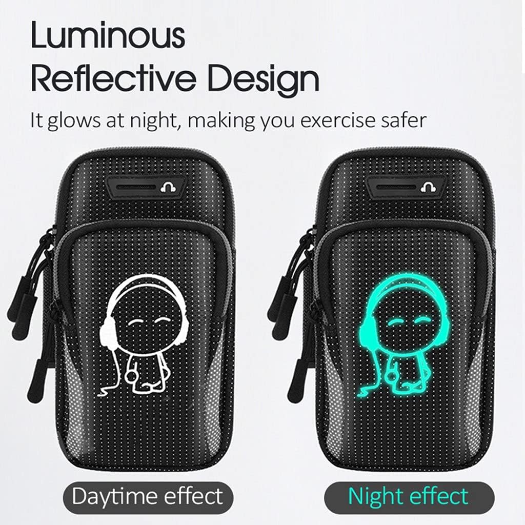 Universal 6.8'' Sport Armband Bag Luminous Outdoor Gym Running Arm Band Mobile Phone Case Coverage Holder (Color : As Shown, Size : One Size)