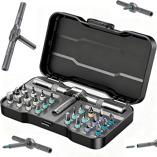 Juego de destornilladores magnéticos 24 en 1, juego de destornilladores de trinquete, caja de herramientas multifuncional con mango de trinquete