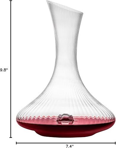 Miniatura 9 de Decantador de vino Jarra aireadora, Decantador de vino con diseño de rayas verticales, vidrio de cristal soplado a mano 100% sin plomo, aireador de