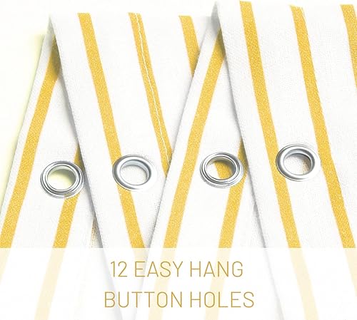 Miniatura 7 de Awellife Cortina de ducha bohemia amarilla para baño, cortina de ducha con borlas a rayas, 72 x 72 pulgadas, lino rústico