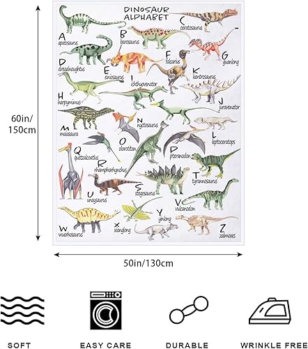 Miniatura 7 de Manta de dinosaurio para niños, niñas, adolescentes, niños pequeños, manta mullida de dinosaurio suave y acogedora manta de franela de felpa para