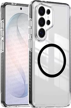 Teknoft Samsung Galaxy S26 Ultra için Line Serisi Magsafe ile Uyumlu Yükseltilmiş Lens Çerçeveli ve Renkli Şerit Kenarlı Ultra Güçlü Darbeye Dayanıklı Yumuşak Silikon Kılıf (Siyah, Galaxy S26 Ultra)