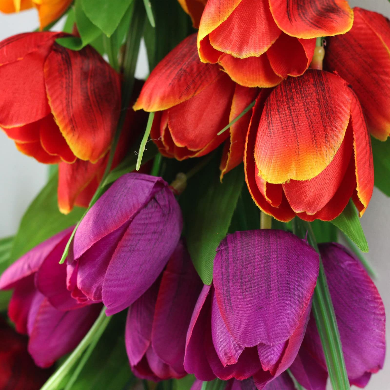 Tulpenkranz Blumenkränze für Haustür, 40 cm, künstliche Seide, Tulpenkränze, Frühlingstürkranz, Girlande für Zuhause, Hochzeit, Valentinstag, Dekoration