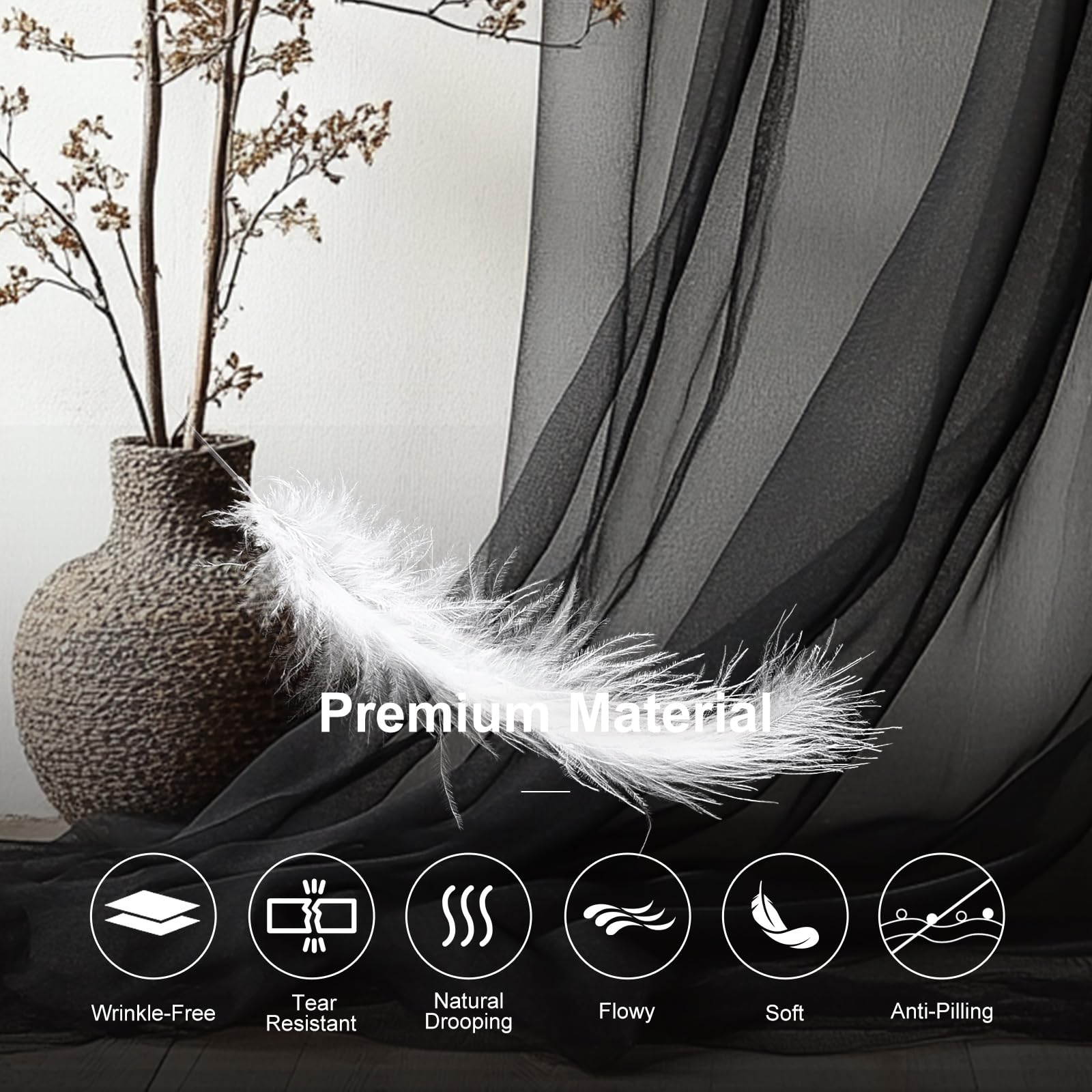 Rideau en tulle avec guirlandes lumineuses pour fêtes, rideaux transparents infroissables pour mariage, Halloween, fête prénatale, fête prénuptiale, anniversaire, danse, décoration d'intérieur