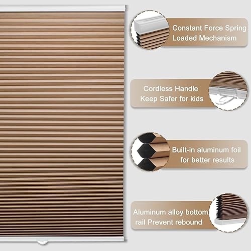 Miniatura 2 de MYshade Persianas opacas celulares sin cordón de 1.5 pulgadas, Cortinas impermeables con aislamiento térmico y reducción de ruido, Tratamientos de