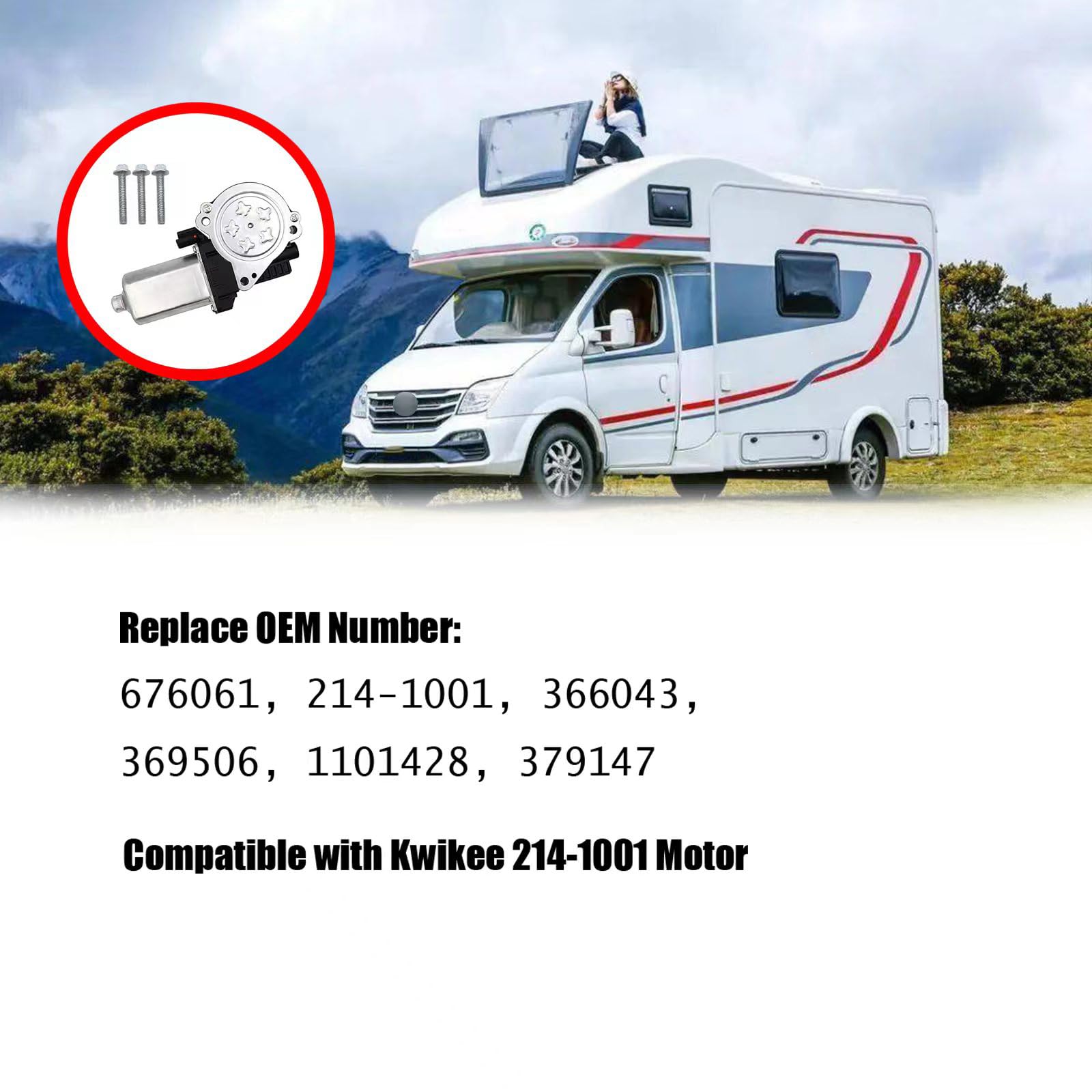 676061 RV Entry Step Motor Compatible with Kwikee Step Motor and Lippert Motor Components RV Stair Entry Step Motor Replacement 214-1001