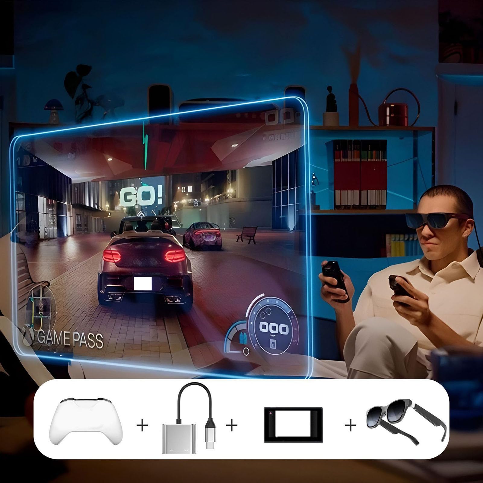 USB-C zu AR-Brillen Adapter, Laden & Spiele, Kompatibel mit 100 W PD-Aufladung und 4K 60 Hz Video Splitter, Lade-Hub für XREAL One/Air 2 Pro/Pro/RayNeo Air 2s/ XR/AR