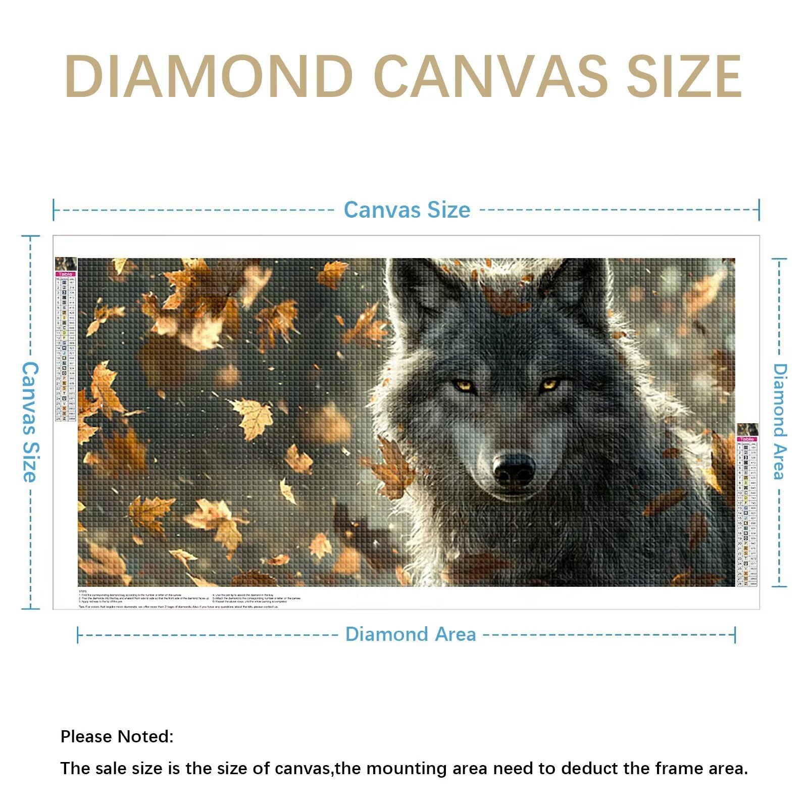 Diamond Painting Grande 200x100cm Lobo Diamond Painting Adultos, DIY Animal Pintura de Diamante Manualidades Adultos, 5D Cuadrado Rhinestone Bordado Punto de Cruz para Home Decoration Regalo 0J-859