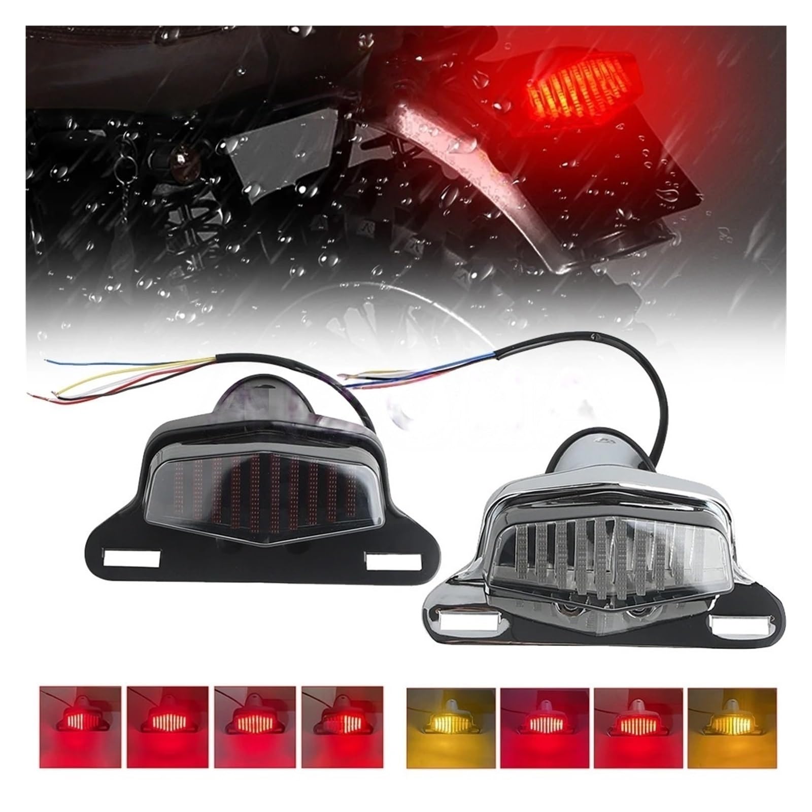 Feu arrière LED pour Moto, feu Stop, feu de Position, 12 V, pour Har&Ley avec éclairage de Plaque d'immatriculation arrières Lampe