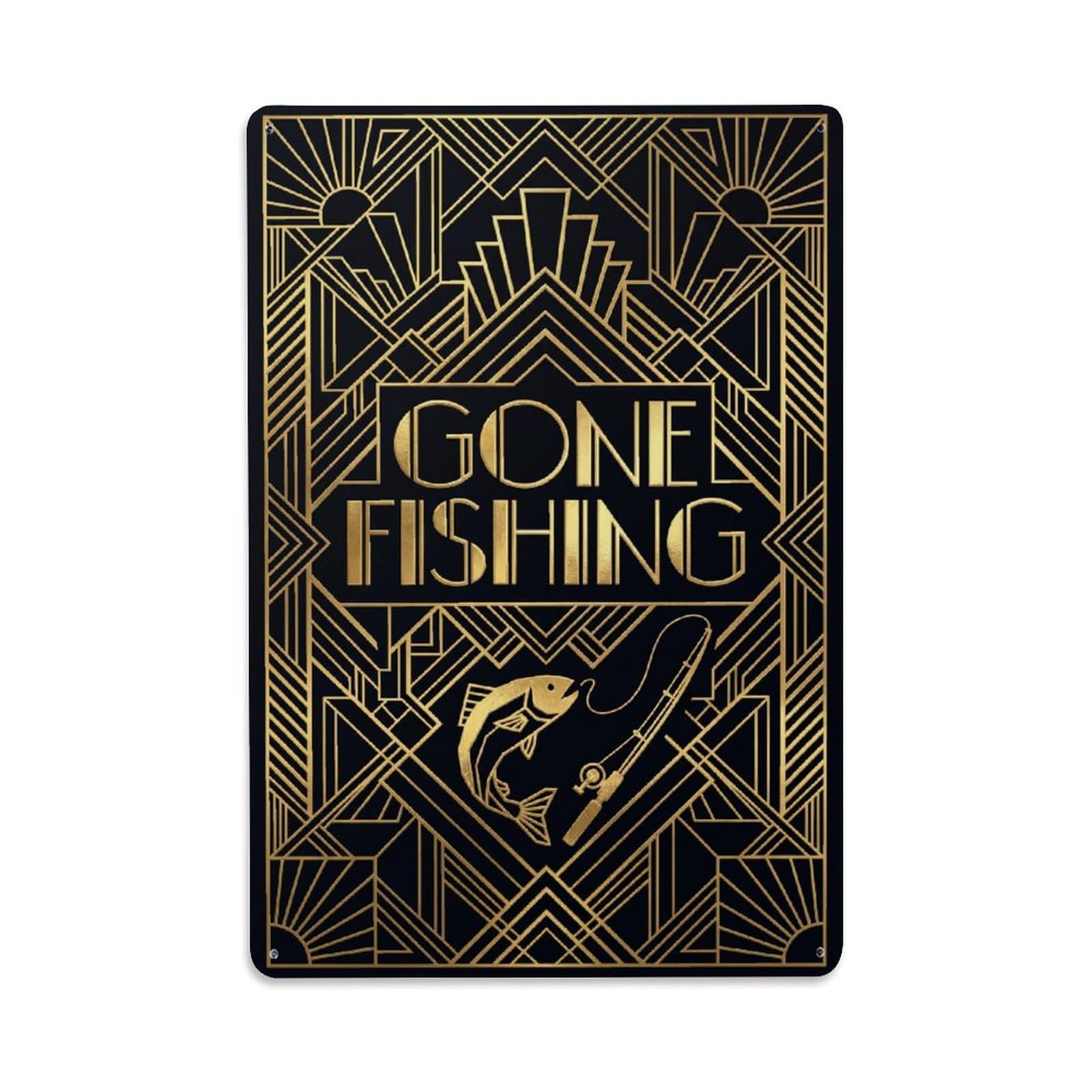 Gone Fishing Angler Geschenk Vintage Metal Tin Sign Plaque Wall Decor for Cafe, Club, Garden Metal Poster 8x12Inch