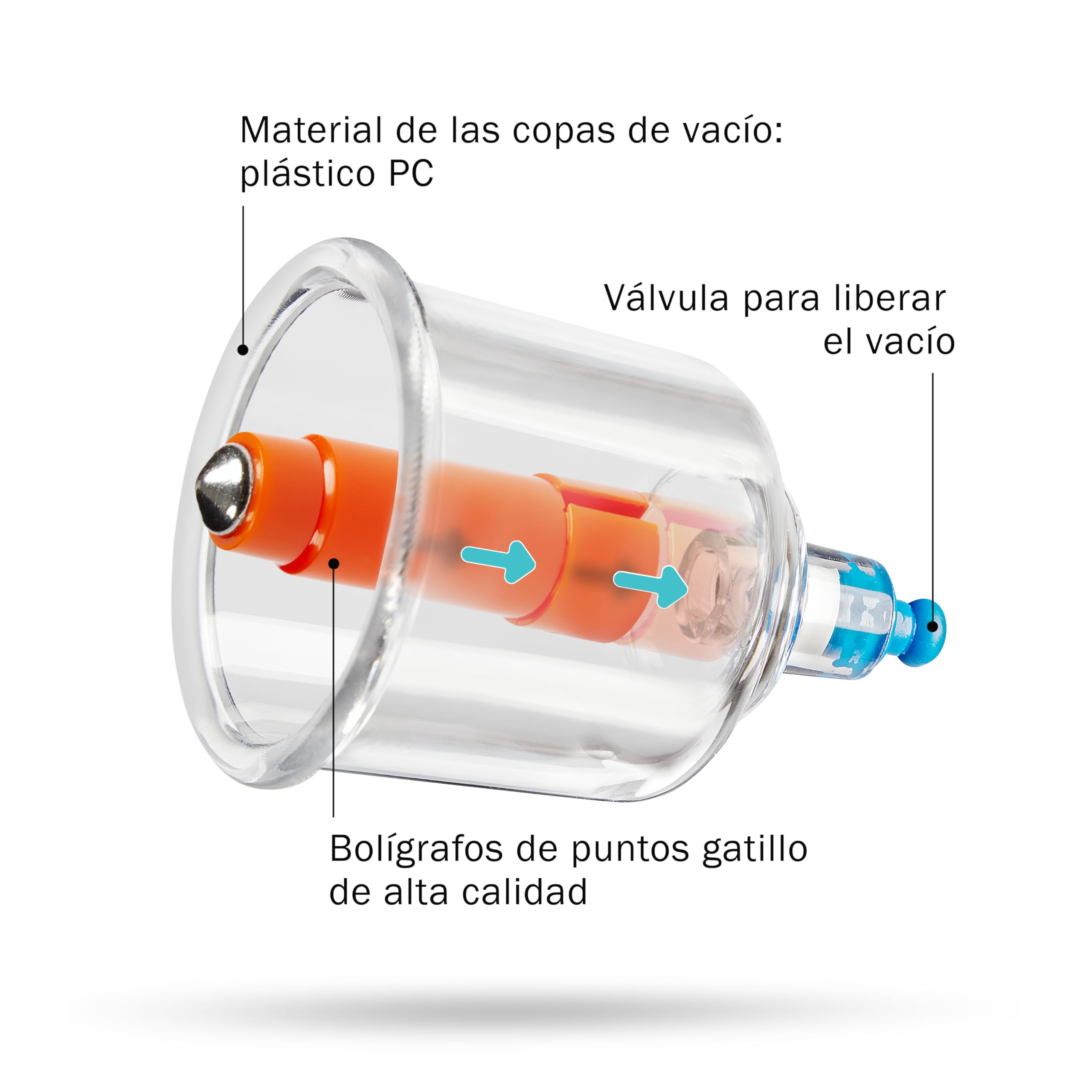 Pulox Juego de Ventosas en Maletín - 19 Unidades en Estuche de Aluminio incl. Bomba de Vacío