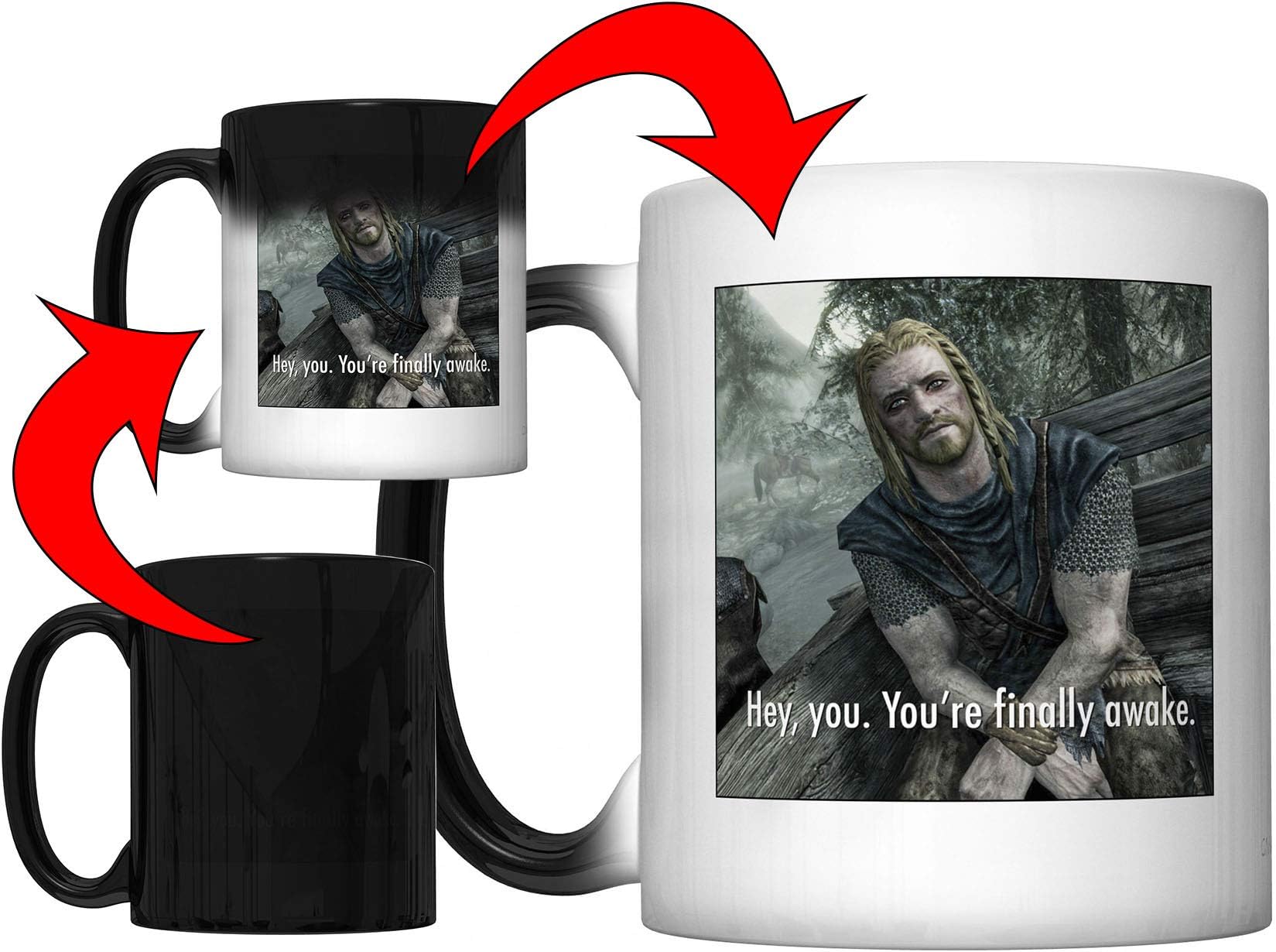 CJ Artisans Hey, You. You're Finally Awake (Ralof of Skyrim) Magic Color Changing Coffee Mug