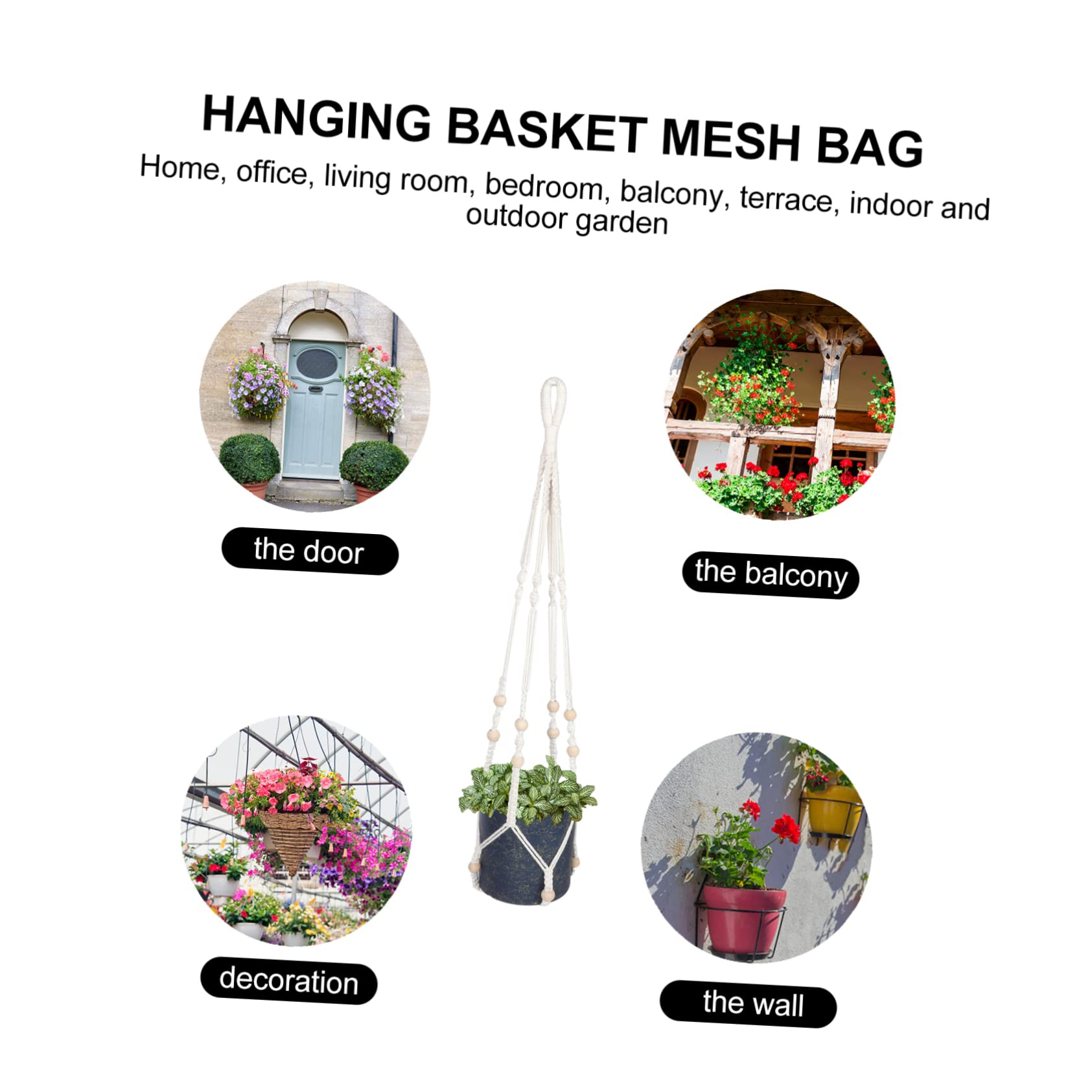 YARNOW Lot De 4 Suspensions pour Plantes en Coton Tissé Filet De Suspension pour Plantes en Soie Décoration Murale Peu Encombrante