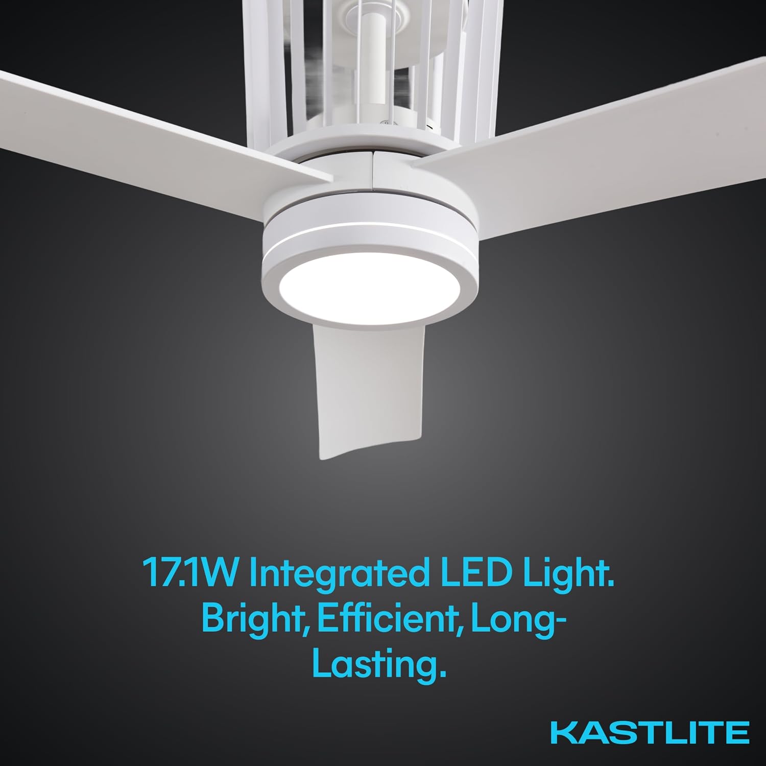 KASTLITE 52-Inch Low Profile Hugger Ceiling Fan with Light | Remote Control Flush Mount Bedroom Ceiling Fan with Lights | 6CCT LED Fixture, Quiet DC Motor | Matte White Body & Blades, Sienna Canyon